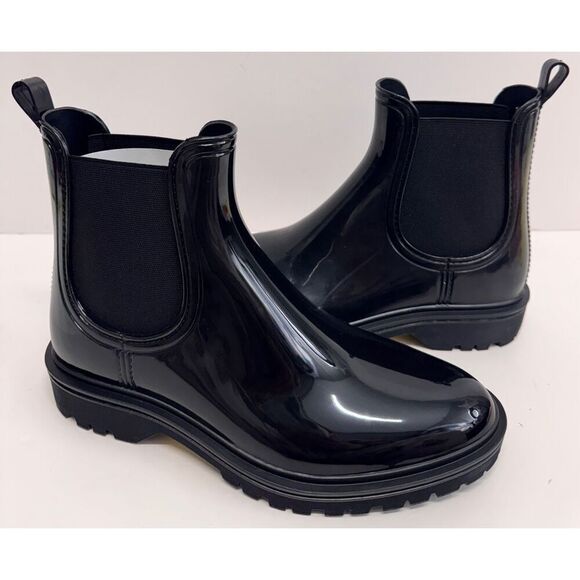 INC Boots Size 8 Black Pull On Chelsea Style Black Rain Boots NEW - Picture 4 of 12